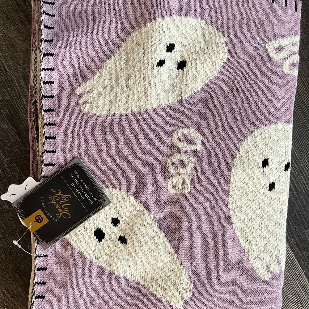 Spooky Night Halloween Blanket throw! Lavender and white!